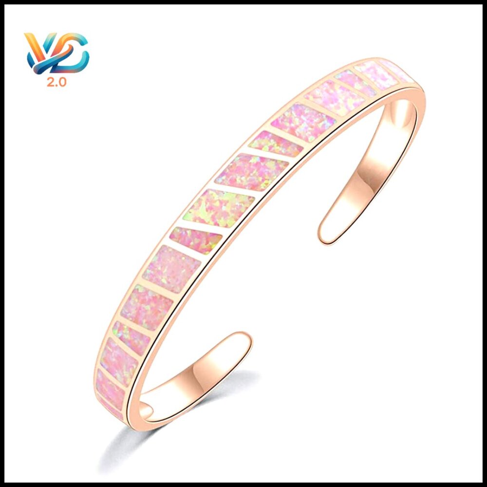 Adjustable Opal Cuff Bracelet, Gold Plated Hypoallergenic Bangle, One Size